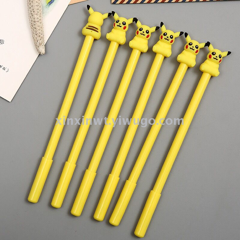 Factory Direct Sales Cute Cartoon Pikachu Gel Pen Simple Fresh Pikachu Black Signature Pen Office Supplies