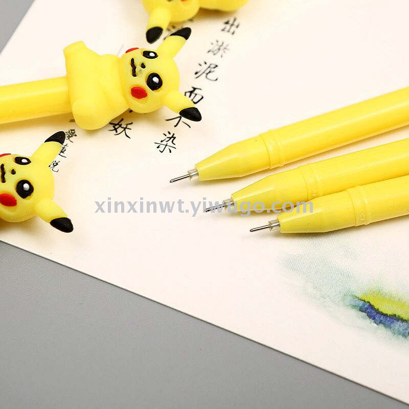 Factory Direct Sales Cute Cartoon Pikachu Gel Pen Simple Fresh Pikachu Black Signature Pen Office Supplies