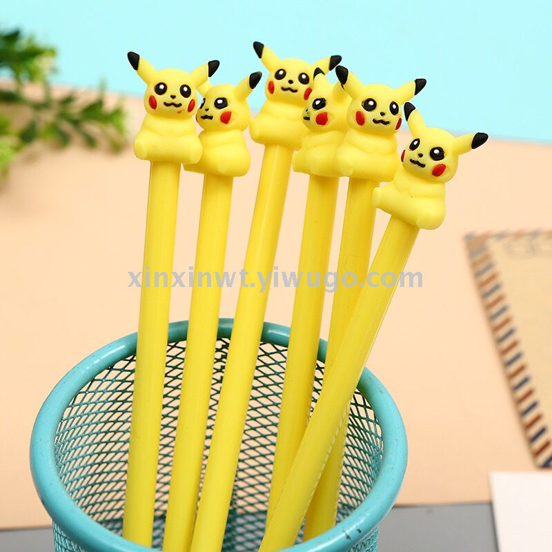 Factory Direct Sales Cute Cartoon Pikachu Gel Pen Simple Fresh Pikachu Black Signature Pen Office Supplies