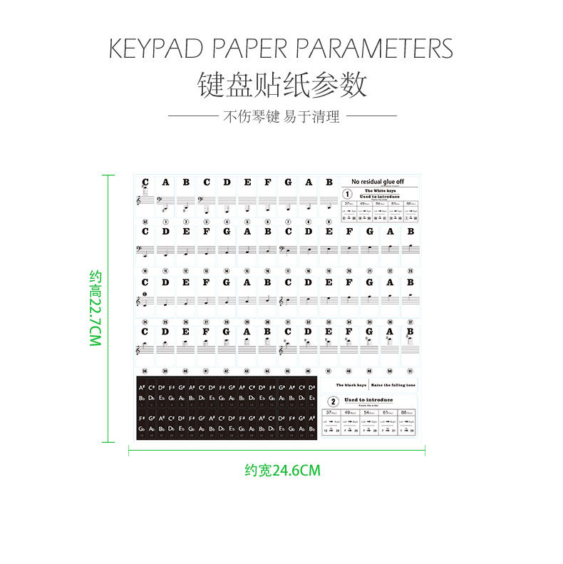 Key Piano Transparent Sticker Electronic Keyboard Keys Plate Hand Roll Steel Keys Sticker Simple Spectrum Scale Sticker