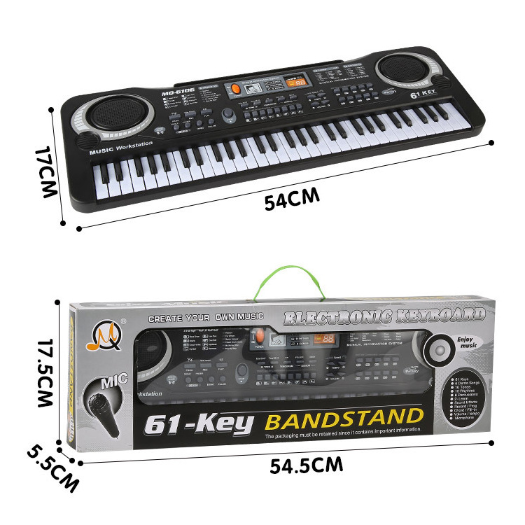 Children's Electronic Keyboard Musical Instrument 61Key MultiFunction Studio Toy Gift Educational Piano with Power