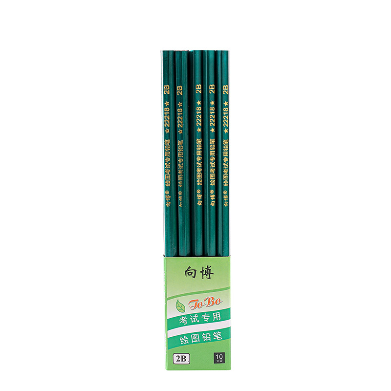 10 PCs Rosewood Hexagonal Flash Green Rod Student Writing HB Pencil Sketch Drawing Exam Fill Card 2B Pencil