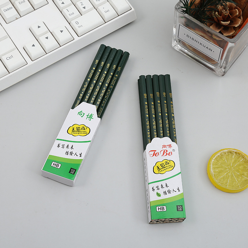 10 PCs Hexagonal Green Rod Pencil Printing Writing HB Pencil Exam Drawing 2B Pencil Factory Wholesale