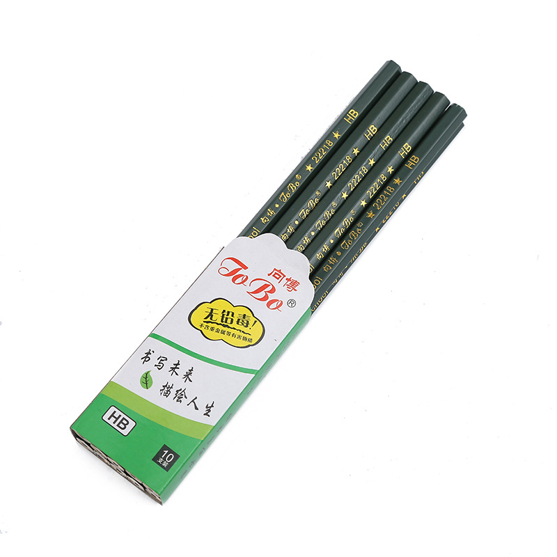 10 PCs Hexagonal Green Rod Pencil Printing Writing HB Pencil Exam Drawing 2B Pencil Factory Wholesale