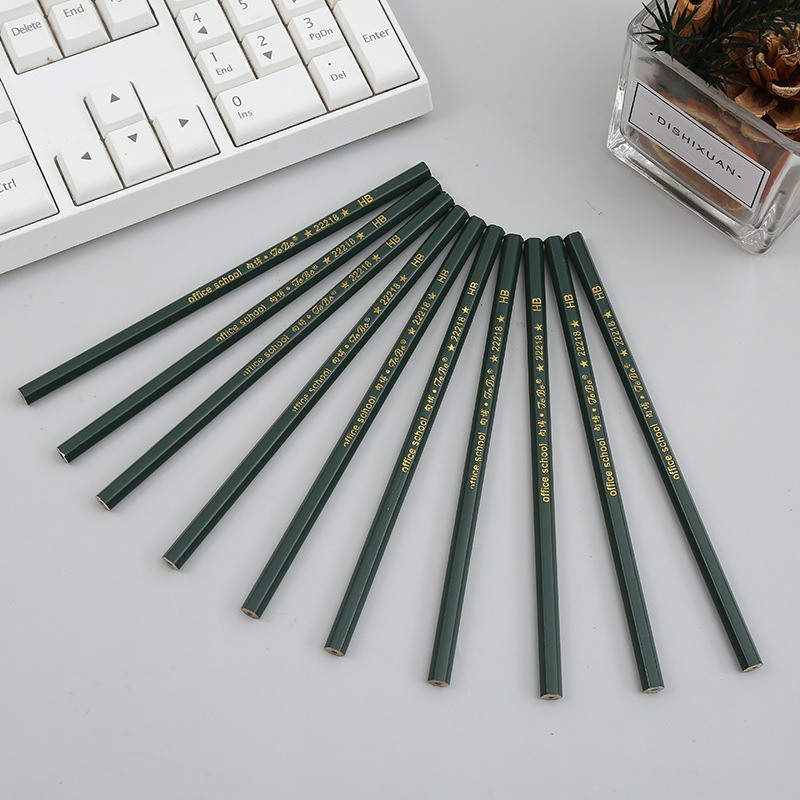 10 PCs Hexagonal Green Rod Pencil Printing Writing HB Pencil Exam Drawing 2B Pencil Factory Wholesale