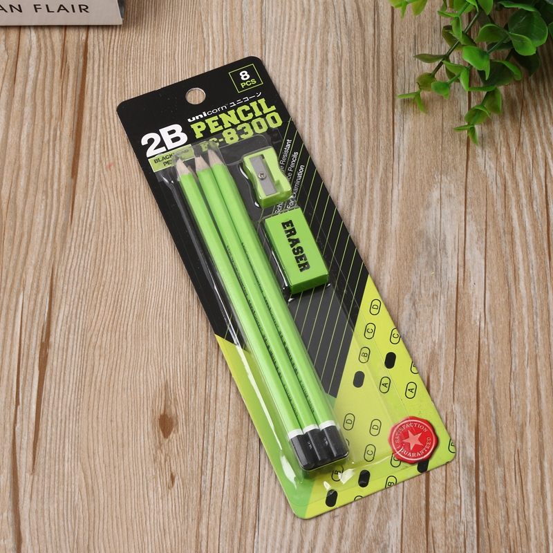Student Exam Pencil 2B Pencil Pencil Sharpener Rubber Suit 8 PCs