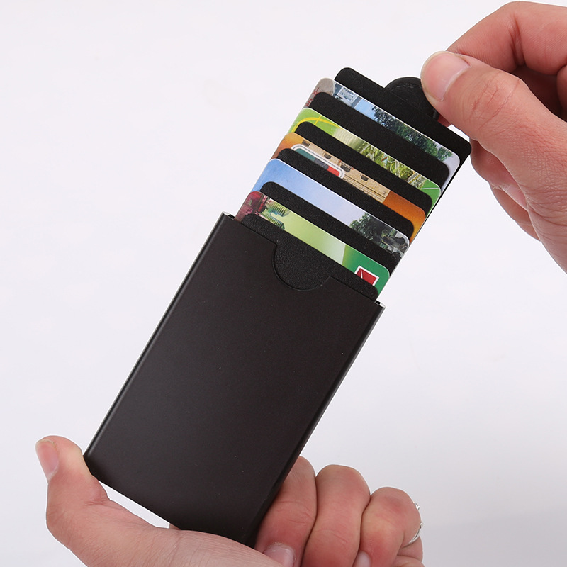 Aluminum alloy credit card case automatic spring card package metal anti-degaussing card case wallet credit card clip
