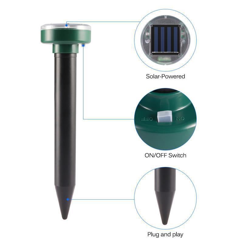 Solar Pest Repeller Ultrasonic Vibration Electronic Snake Repellent Multifunctional Lawn Waterproof Insect Killer