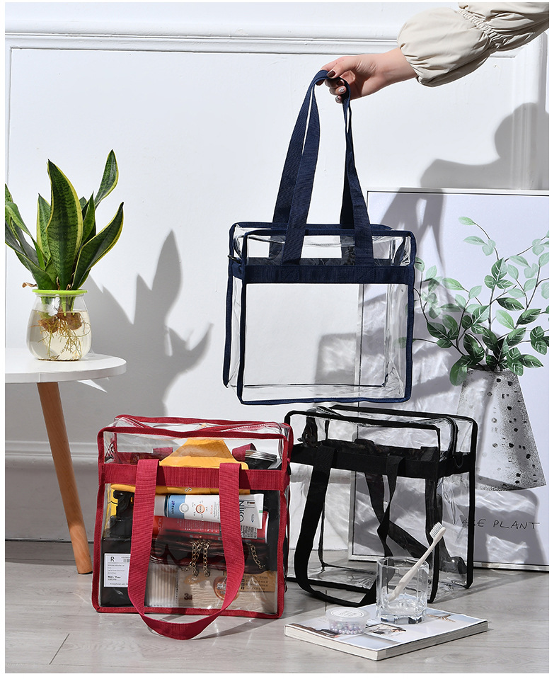 capacity transparent cosmetic bag hand bill of lading shoulder PVC cosmetic bag travelling bag portable waterproof bag capacity transparent cosmetic bag hand bill of lading shoulder PVC cosmetic bag travelling bag portable waterproof bag