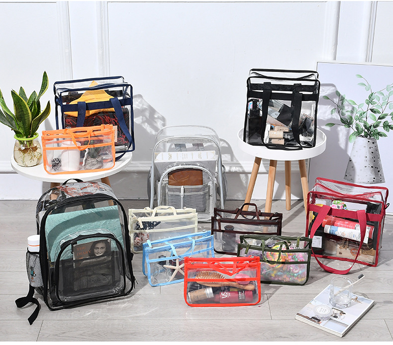 capacity transparent cosmetic bag hand bill of lading shoulder PVC cosmetic bag travelling bag portable waterproof bag capacity transparent cosmetic bag hand bill of lading shoulder PVC cosmetic bag travelling bag portable waterproof bag