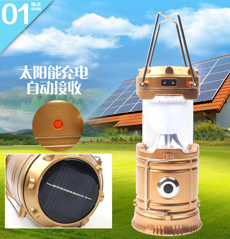 LED Camping Light Solar Rechargeable Mini Emergency Lighting Lantern Camping Tent