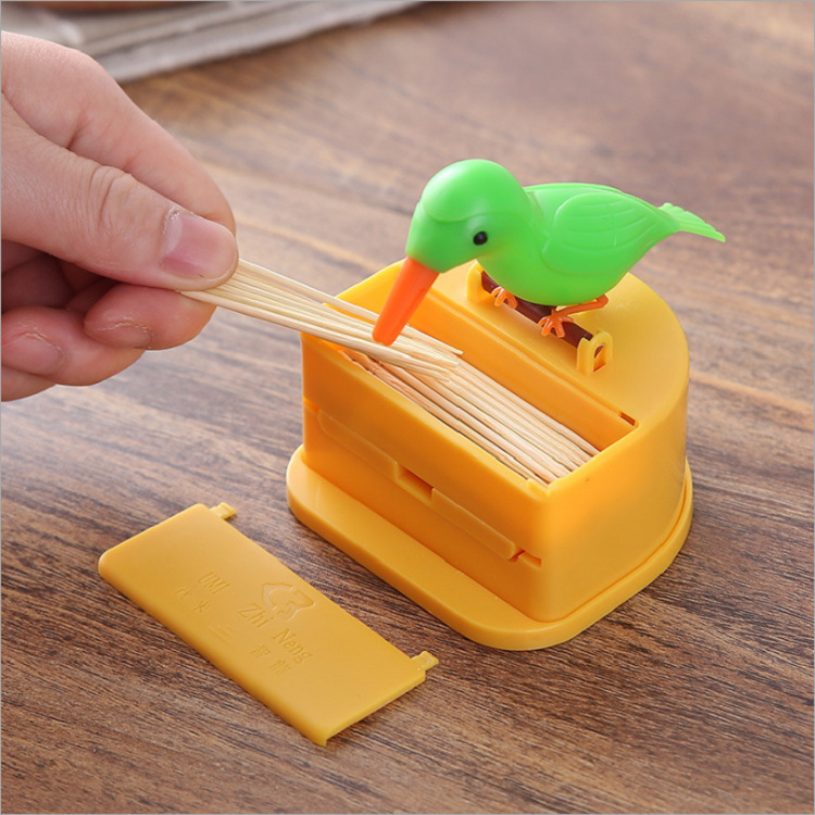 Creative Automatic Pop-up Lovely Birds Toothpick Tin Smart Bird Pecking Toothpick Box Push-Type Smart Toothpick Holder