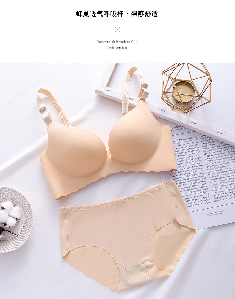 Macaron One Piece Underwear Traceless Girl Bra Set Smooth Wirless Push up Adjusting Bra Macaron One Piece Underwear Traceless Girl Bra Set Smooth Wirless Push up Adjusting Bra