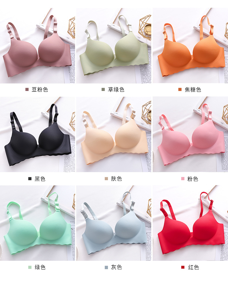 Macaron One Piece Underwear Traceless Girl Bra Set Smooth Wirless Push up Adjusting Bra Macaron One Piece Underwear Traceless Girl Bra Set Smooth Wirless Push up Adjusting Bra