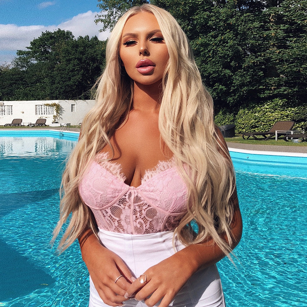 AliExpress 2019 Summer New Women's Sexy Lace Eyelashes Taste Push-up Underwear Bottoming One-Piece Suit 4048