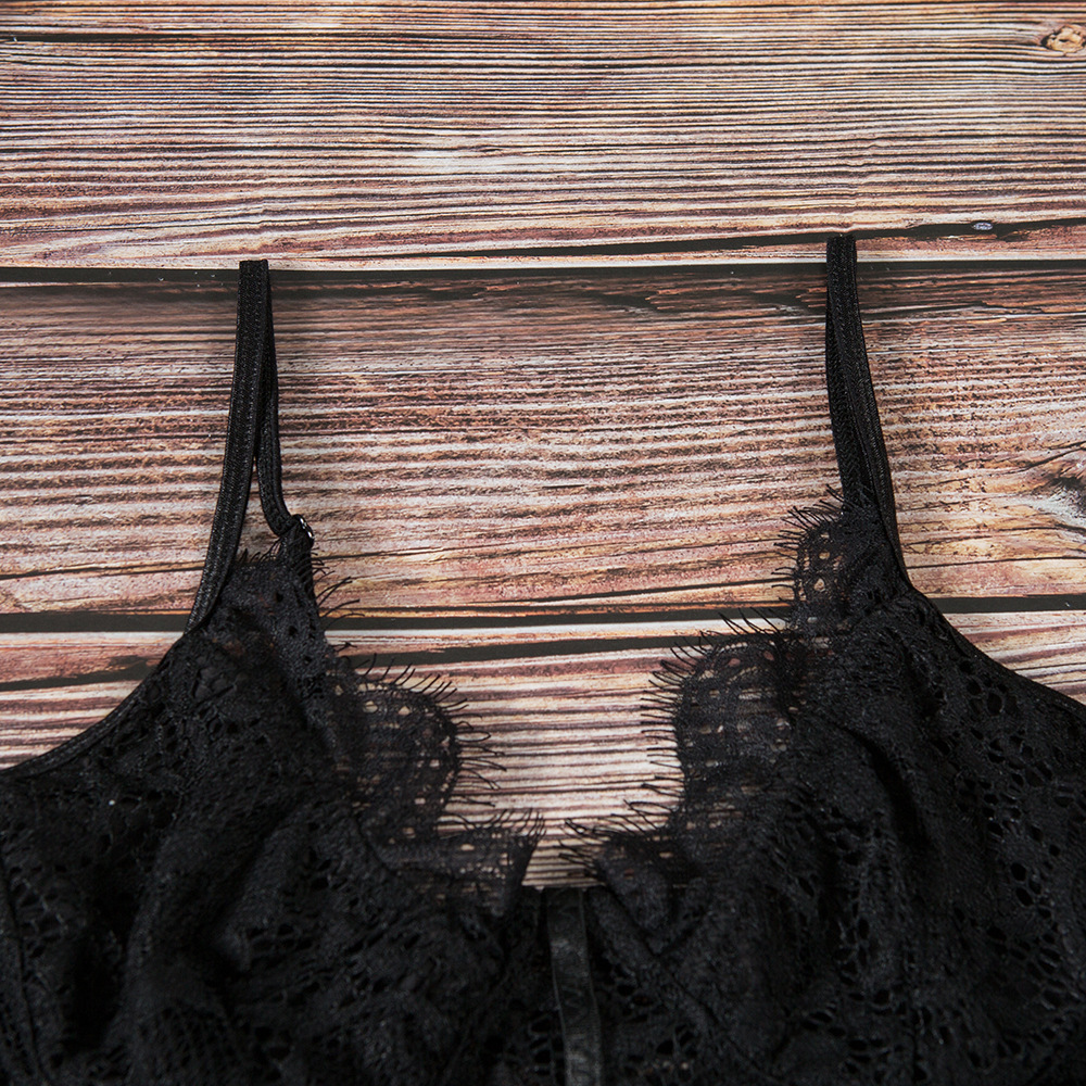 AliExpress 2019 Summer New Women's Sexy Lace Eyelashes Taste Push-up Underwear Bottoming One-Piece Suit 4048