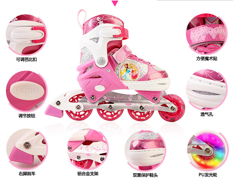 Boys and Girls Roller Skates Inline Skates Adjustable Full Flash Children the Skating Shoes Full Set Protective Gear