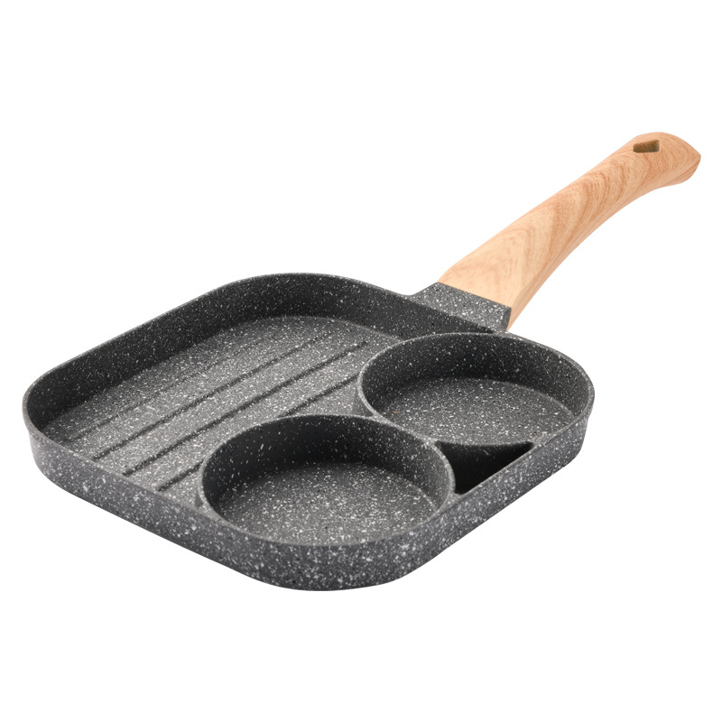Medical Stone TwoHole ThreeinOne Egg Frying Pan Bacon Steak Pot Eggs Hamburger Pan Fry Pan Universal NonStick Pan