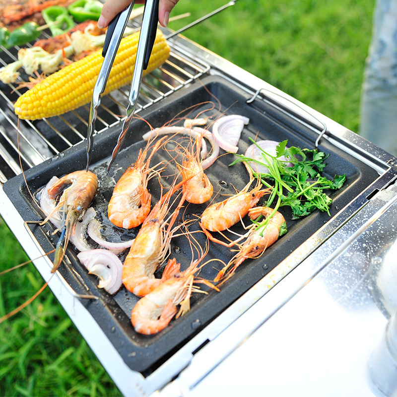 03 Barbecue Grill Accessories Thickened Barbecue Plate Barbecue Small Fry Pan NonStick Grilled Fish Barbecue Pan Whole