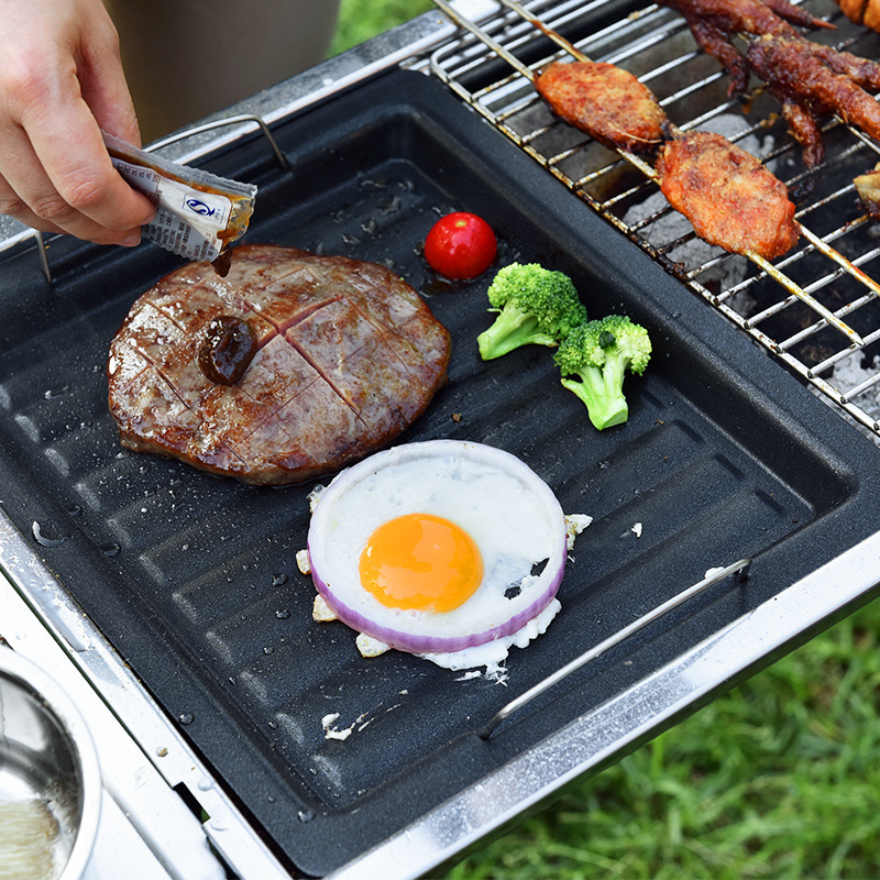 03 Barbecue Grill Accessories Thickened Barbecue Plate Barbecue Small Fry Pan NonStick Grilled Fish Barbecue Pan Whole