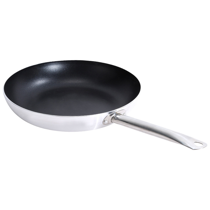 European-Style Sanding Fry Pan Aluminum Alloy Non-Stick Pan Household Wok Fried Steak Pan Uncoated Pan Factory Wholesale