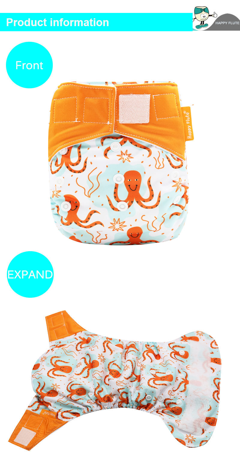 Diapers wholesale happy flute Velcro night with washable Diapers super absorbent baby comfortable all night long Diapers wholesale happy flute Velcro night with washable Diapers super absorbent baby comfortable all night long