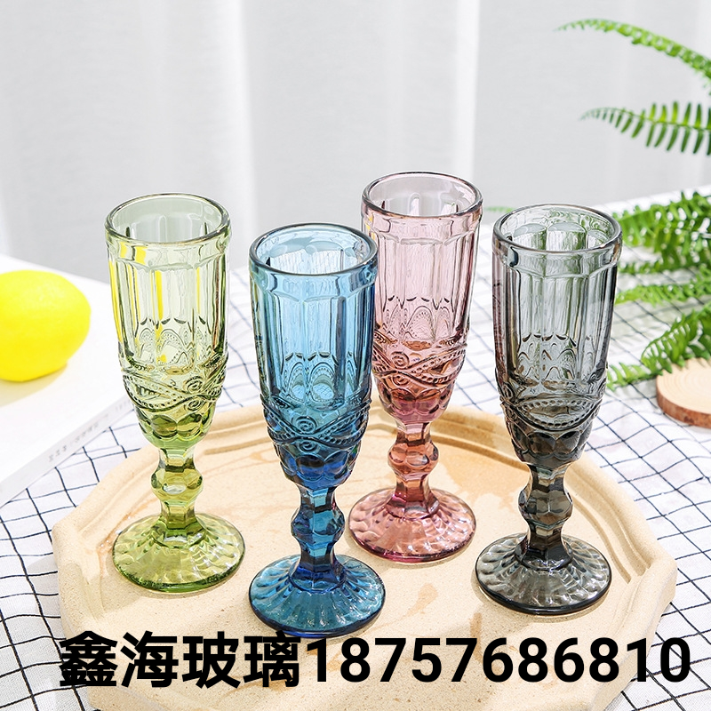 Champagne Glass Glass Wine Glass Diamond Cup Gold Plated Glass Wine Glass Goblet Colored Glass