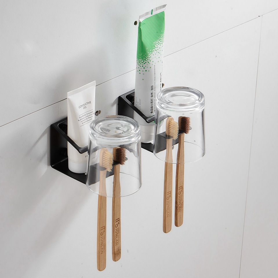 304 Stainless Steel Toothbrush Holder PunchFree Creative Toothpaste Toothbrush Cup Holder Bathroom Rack