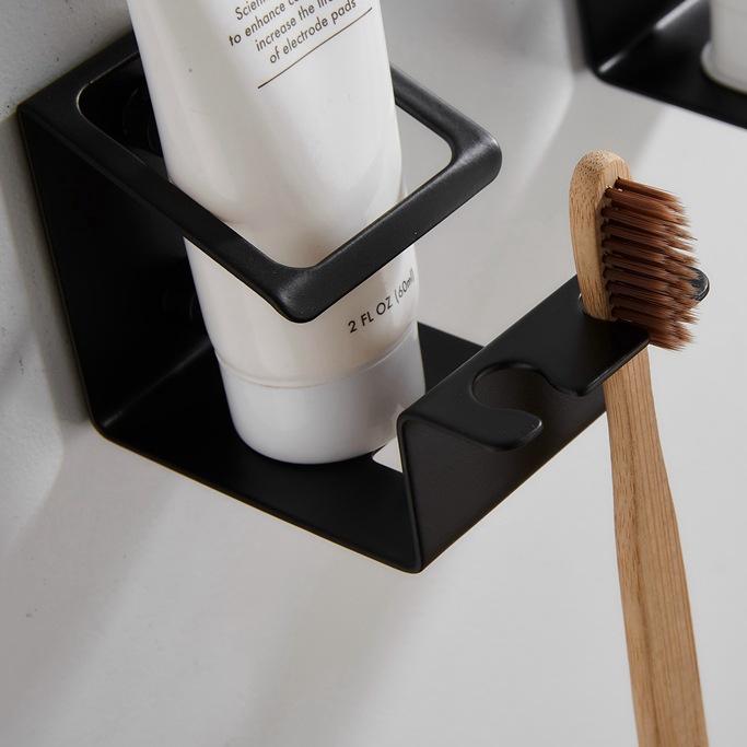 304 Stainless Steel Toothbrush Holder PunchFree Creative Toothpaste Toothbrush Cup Holder Bathroom Rack
