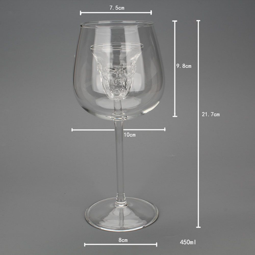 Large Skull Wine Sober Glass Goblet Transparent Fast Creative European and American Home Personalized Skull Necklace Cup