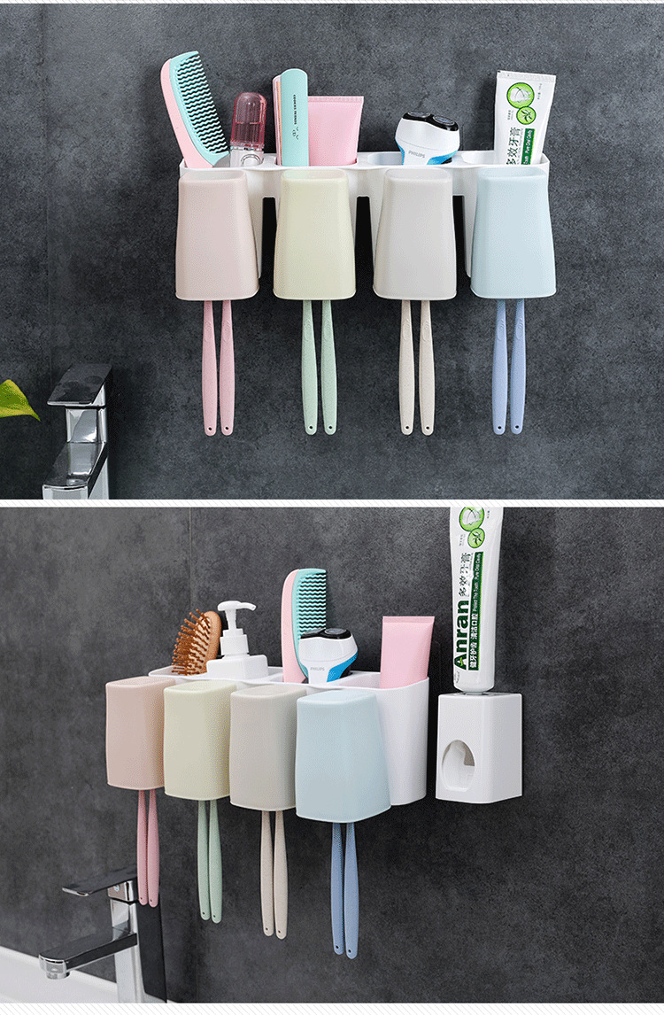 Wall-Mounted Toothbrush Holder Set Toothpaste Box Storage Rack Creative Mouthwash Cup Tooth Cup Wall-Mounted Tooth Glass