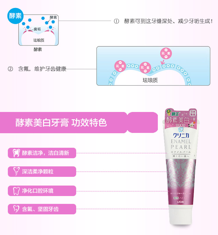 Japanese LION LION enzyme whitening toothpaste 130 g fresh fruit mint Japanese LION LION enzyme whitening toothpaste 130 g fresh fruit mint