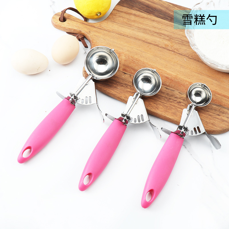 Amazon 304 Stainless Steel Cookie Spoon Ice-Cream Spoon Ice-Cream Spoon Ball Scoop 3-Piece Set Fruit Scoop