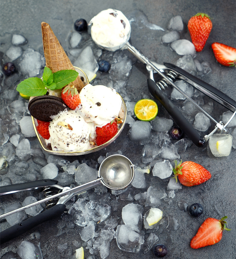 304 Stainless Steel Thickened Ice-Cream Spoon Cookie Scoop Ice-Cream Spoon Ball Scoop Amazon Factory Direct Sales