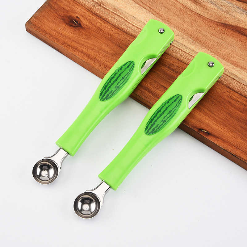 Multifunctional 3-in-1 Watermelon Spoon Watermelon Fruit Ball Scoop Ice-Cream Spoon Ice Cream Spoon Factory Direct Sales