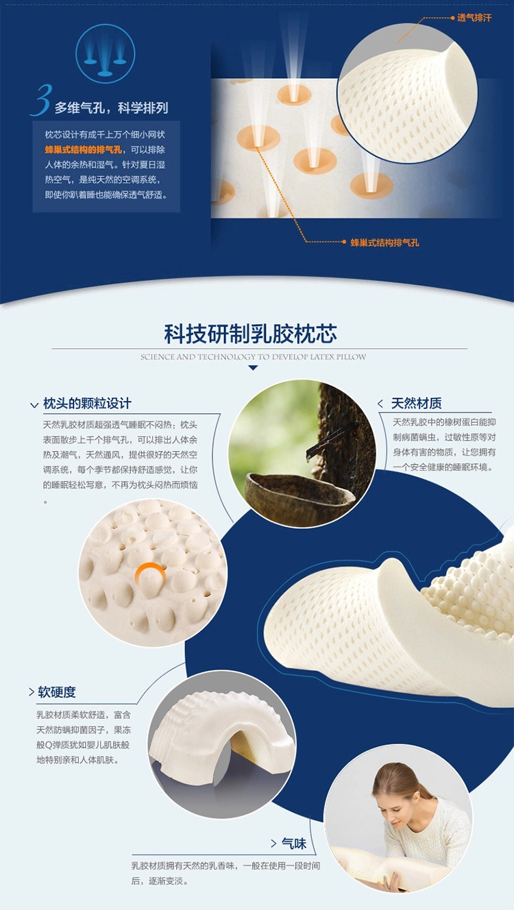 Pure natural latex pillow