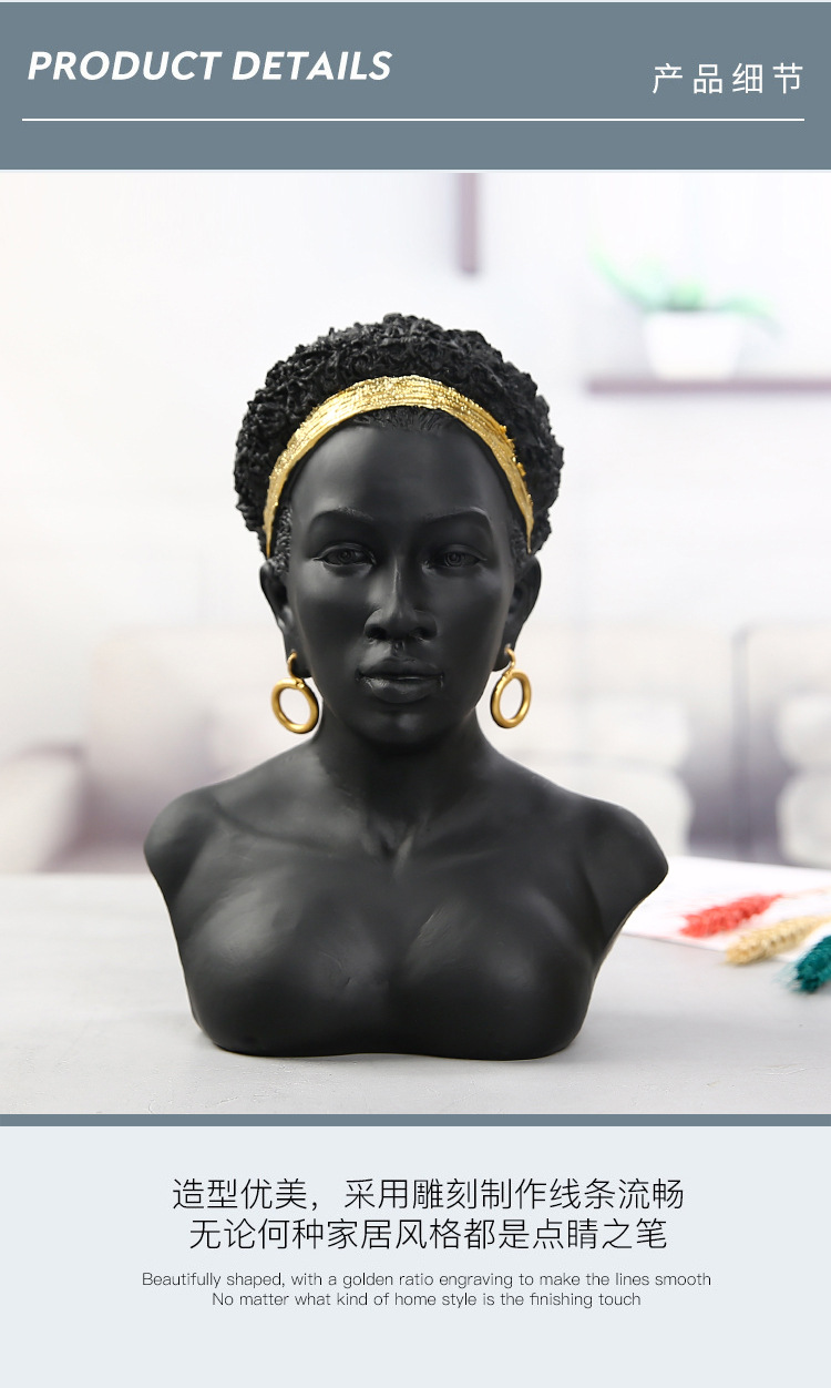Modern Art Africa Sculptured Ornaments Creative Jewelry Display Stand Beauty Salon Jewelry Shop Decorations
