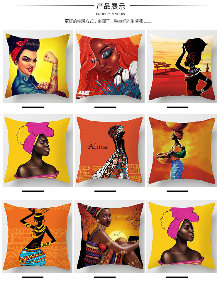 European and American Africa New Peach Skin Velvet Pillow Case Amazon Custom Sofa Cushion Factory Direct Sales