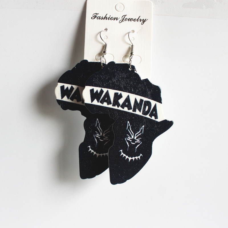 E220 2020 New Wooden Earrings Painted Africa Map Wood Eardrops E220 2020 New Wooden Earrings Painted Africa Map Wood Eardrops
