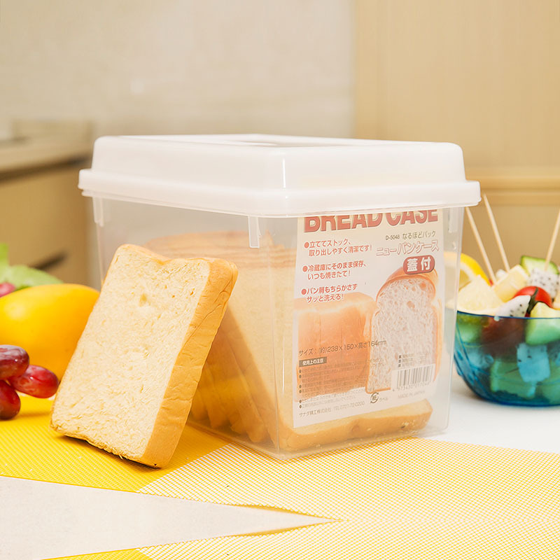 Japanese Imported Bread Crisper Plastic Large Toast Storage Box Food Flour Bucket Bento Storage Box Transparent