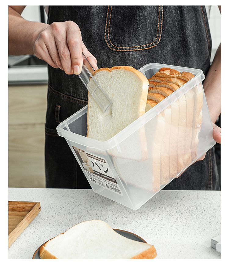 Japanese Imported Bread Crisper Plastic Large Toast Storage Box Food Flour Bucket Bento Storage Box Transparent