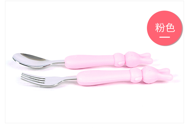 South Korea Imported Baby Training Fork Spoon Baby Food Supplement Children Tableware Stainless Steel Fork and Spoon Set