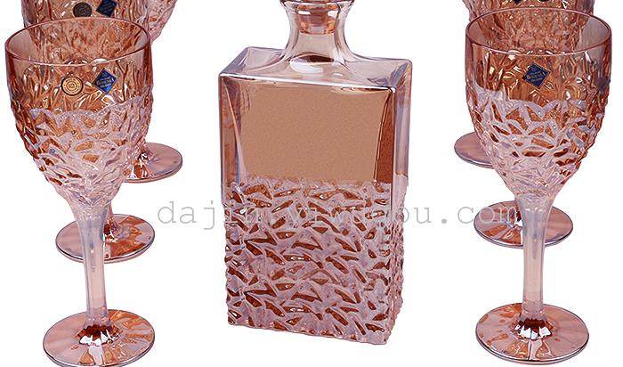 Czech imported crystal Nicole colorful amber red wine cup Jihlava 7 piece