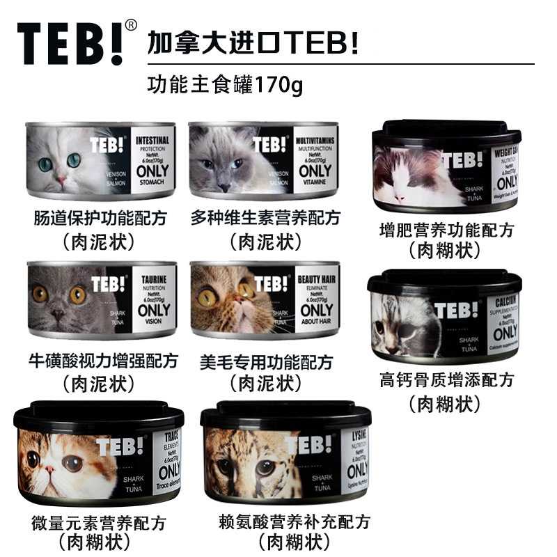 TEB! Tang Enbei O Staple Food Cat Cans 170G Single Cans into Young Snacks Imported Cat Cans Head Nutrition Fertilizer