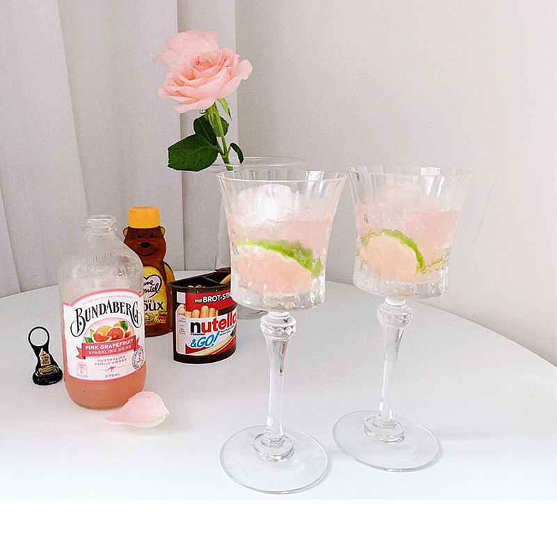 French Imported CDA Crystal Glass Diamonds Vintage Red Wine Glass Fans Champagne Glass Goblet Whiskey Shot Glass