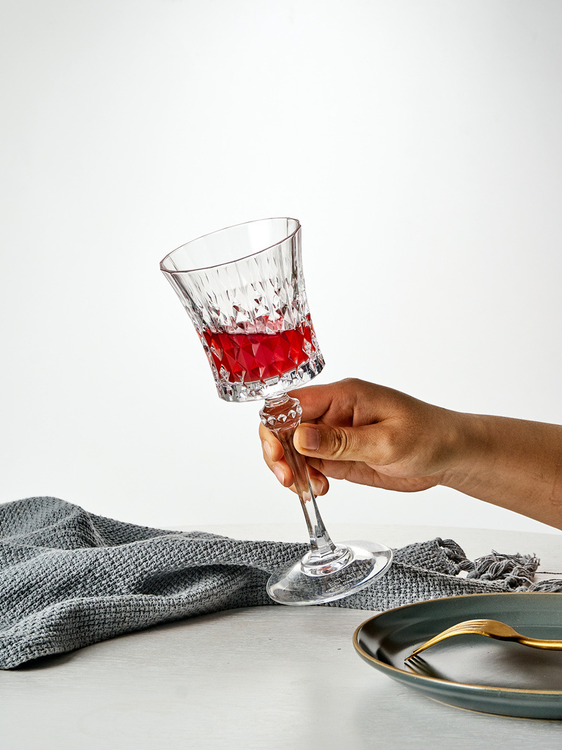 French Imported CDA Crystal Glass Diamonds Vintage Red Wine Glass Fans Champagne Glass Goblet Whiskey Shot Glass