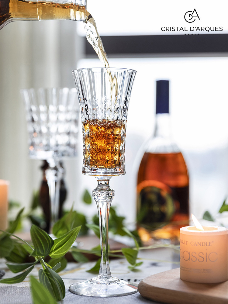 French Original Imported Bow and Arrow Fans CDA Crystal Red Wine Glass Goblet Champagne Glass French Crystal Glasses