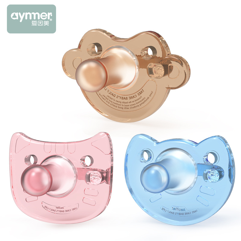 Aiinmei Infant Silica Gel Pacifier Newborn Baby round Head Sleepy Flat Head Children Comfort Nipple