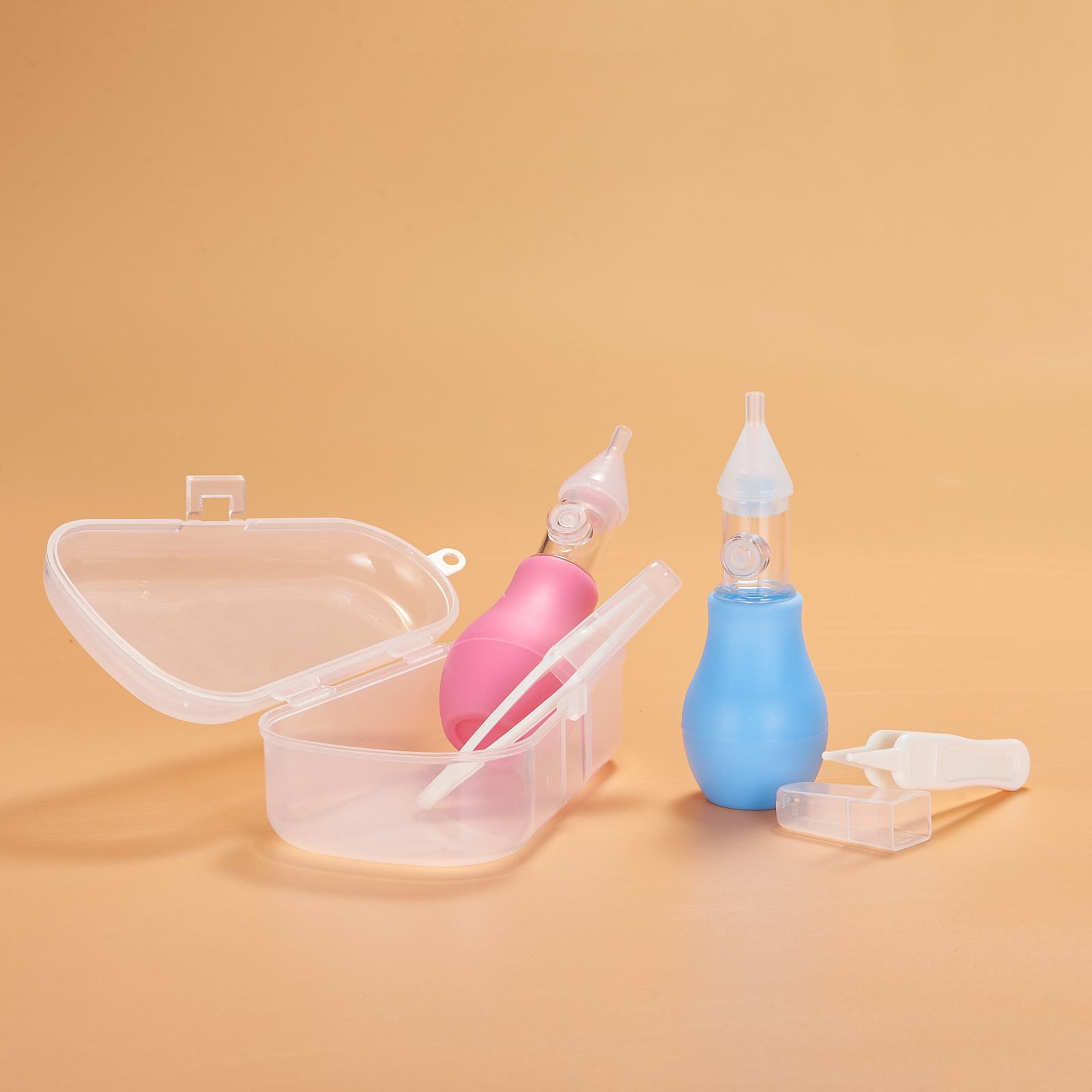 Anti-Backflow Nasal Aspirator Baby Aspirator Nasal Aspirator Solid Silicone Pump Nasal Clearing Device Free Storage Box