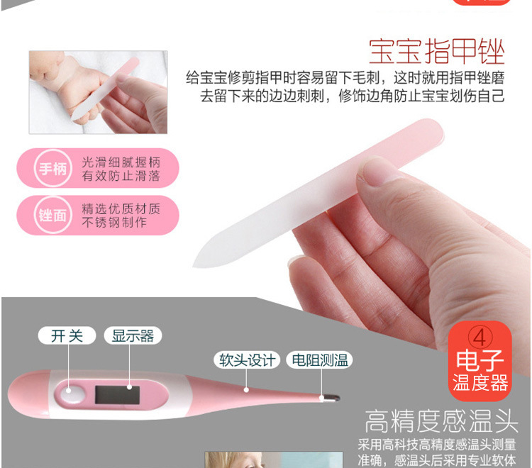 Baby Nail Clippers Nail Scissors Baby Care Suit Mother and Baby Dropper Feeder Nasal Aspirator Thermometer Set